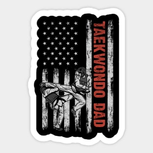 Taekwondo Dad American Flag Father's Day 4th Of July Gift Sticker